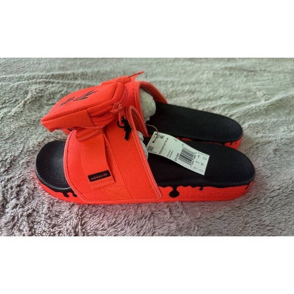 Adidas Pouchylette Slides Solar Red /Core Sz 9.5 Mens 11 Women’s New Gy1009 - Picture 6 of 12